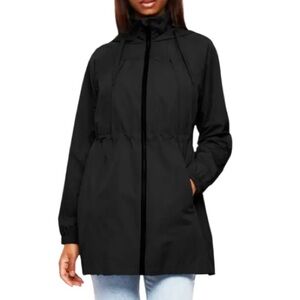 Bernardo Women’s Black Hooded Rain Jacket Eco-Minded Sustainable Coat